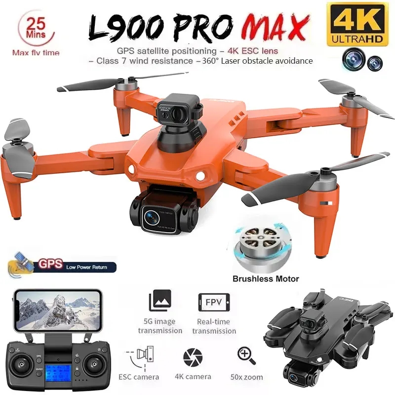 L900 Pro MAX GPS Drone 4K Prof - مراجعة Fpv Brushless Rc Drone 4K وسعره