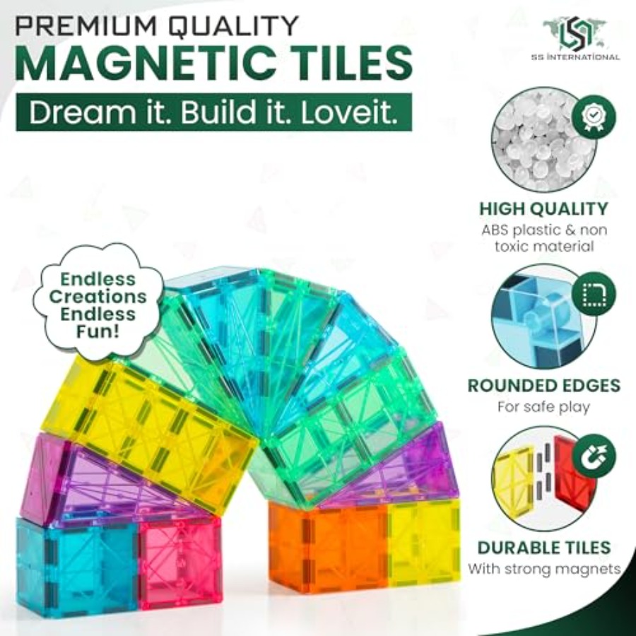 مجموعة بناء مغناطيسية من 100 ق - مراجعة Magnetic Building Tiles Set 100Pcs وسعره
