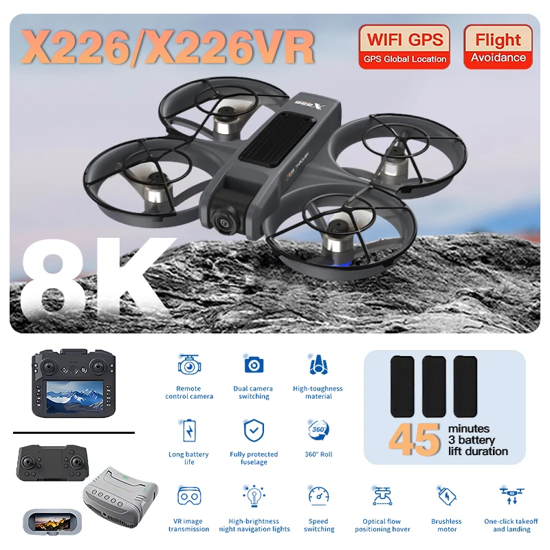طائرة بدون طيار X226 X226VR FP - مراجعة Fpv Brushless Rc Drone 4K وسعره